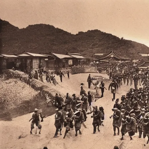 Prompt: japanese invasion of taepei, historical photo, realistic