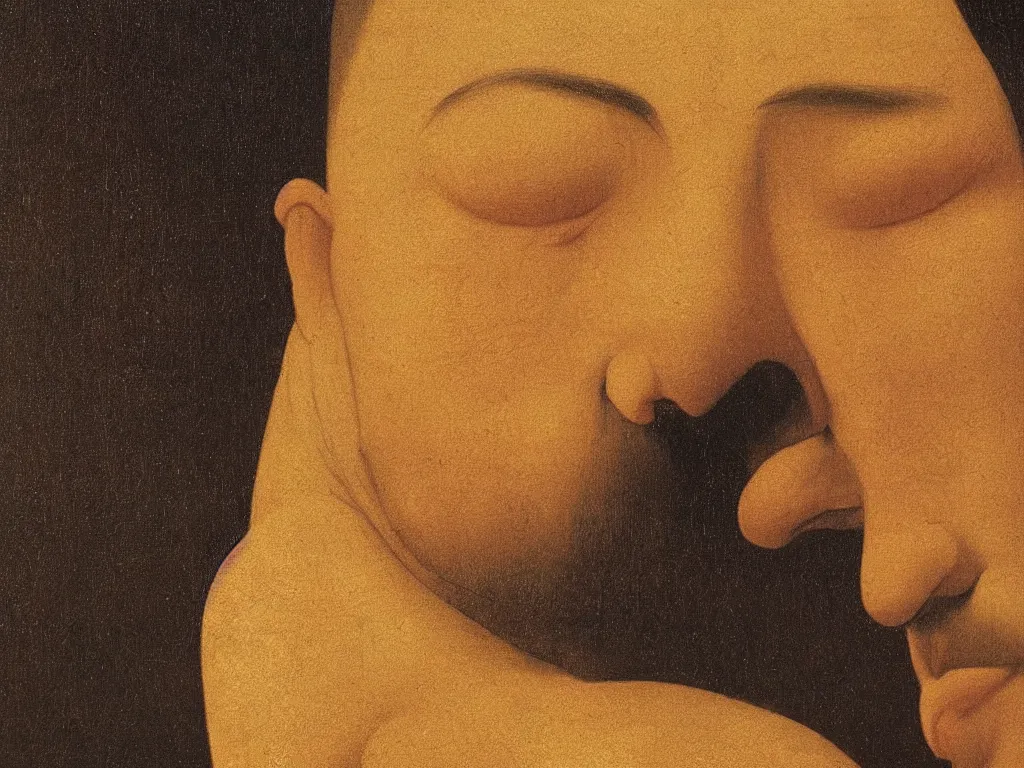 Image similar to close up portrait of a head of a man in zen meditation. painting by georges de la tour