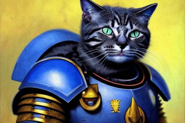 a portrait of a cat as a Space Marine from the Stable Diffusion