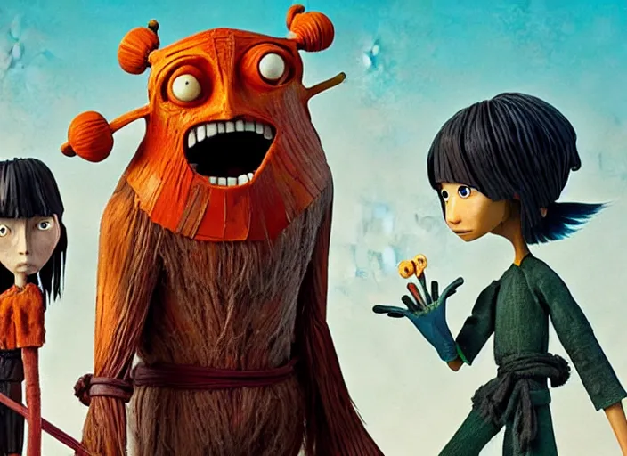 Image similar to A very high resolution image from a new movie, stop motion, Animated film Kubo, Kubo and the Two Strings, directed by wes anderson