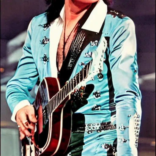 Prompt: 1 9 7 5 elvis presley performing in a jumpsuit, art of alessandro pautasso, beautiful