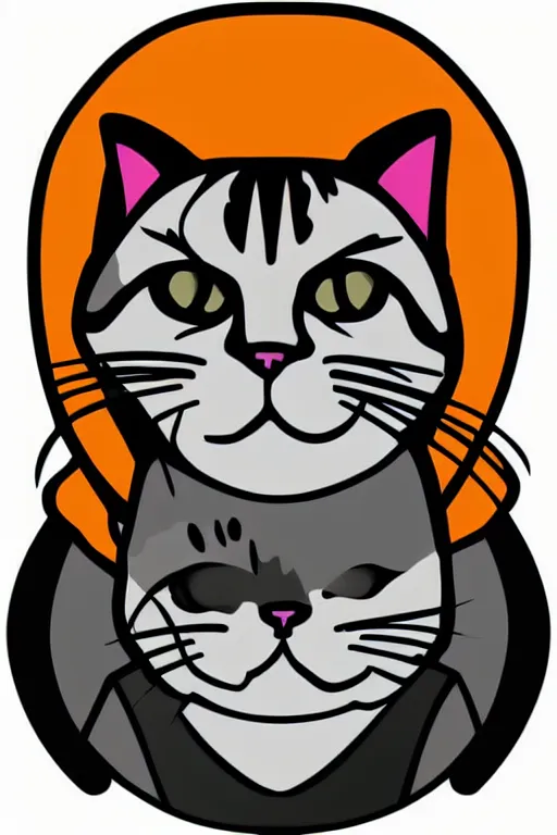 Prompt: Portrait of a cat as a wrestler, sticker, colorful, illustration, highly detailed, simple, smooth and clean vector curves, no jagged lines, vector art, smooth