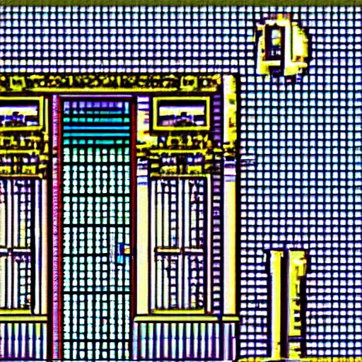 Prompt: pc98 visual novel screenshot, 16 color dithering