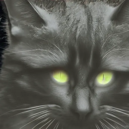 Prompt: matte painting of a cat with laser eyes