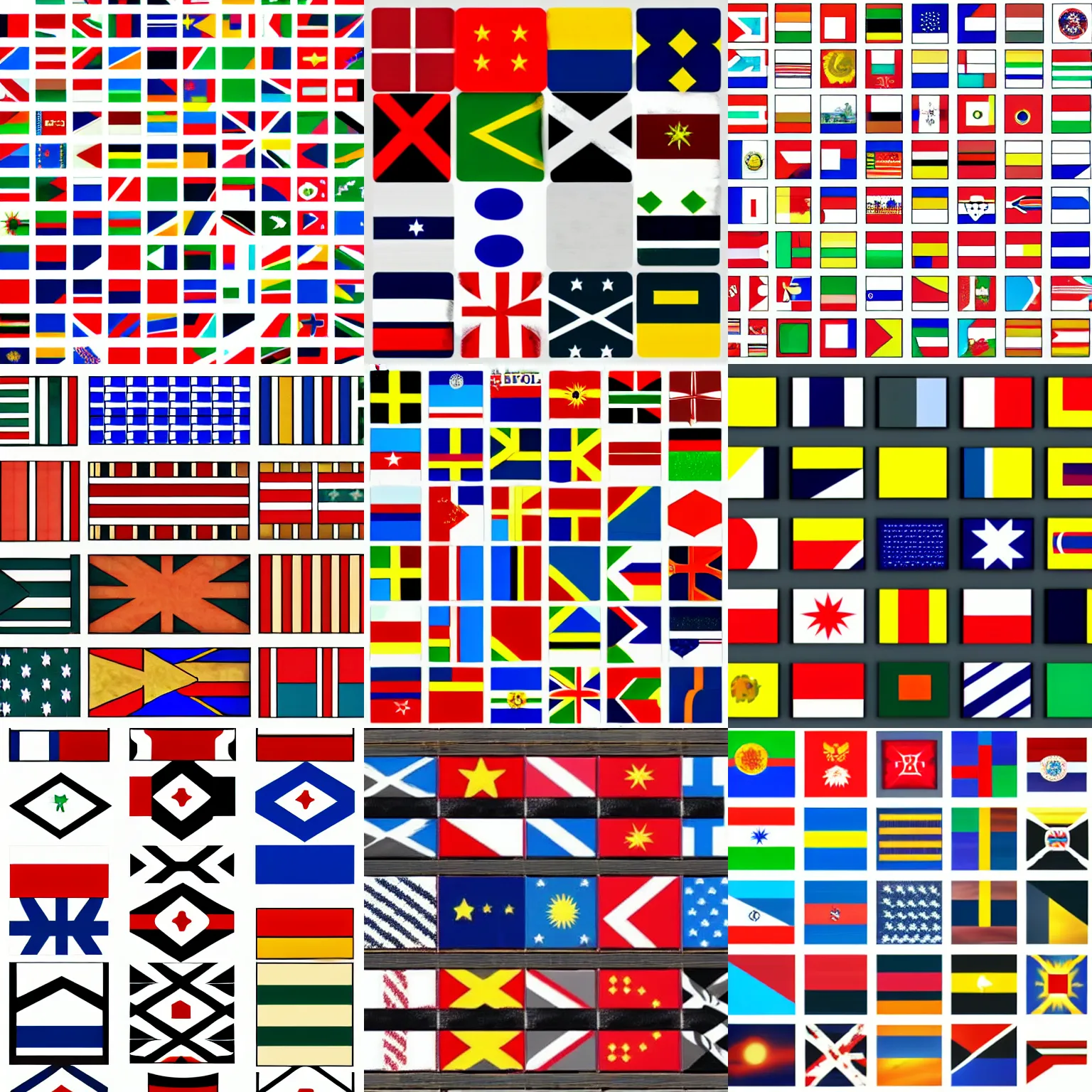 Prompt: a grid of country flag designs