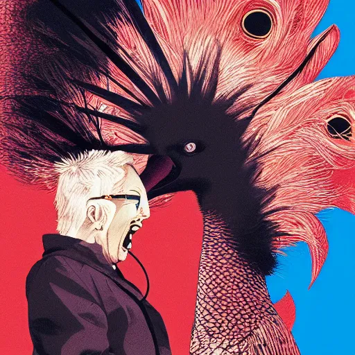 Prompt: illustration of big bird going crazy by ilya kuvshinov katsuhiro otomo