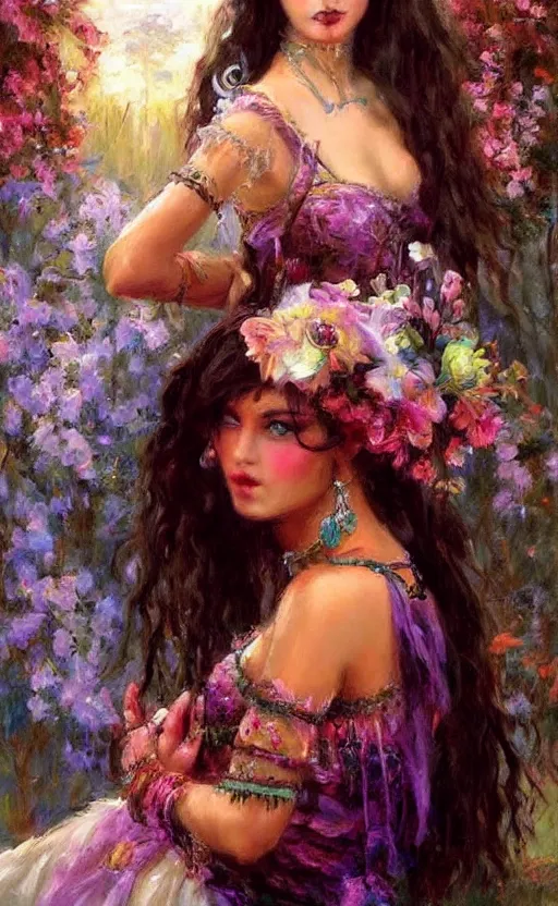 Image similar to Gypsy gothic princess. by Konstantin Razumov, horror scene, highly detailded