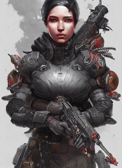 Image similar to a hyper detailed full body portrait of the queen of blades in full spec ops gear, by tom bagshaw, diablo 4 lilith, by yusuke murata, by hiroya oku, trending on artstation