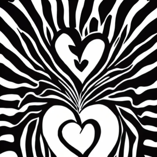 Image similar to clean black and white print on white paper, logo of a symmetric heart with a stylized gymnast human body silhouette inside