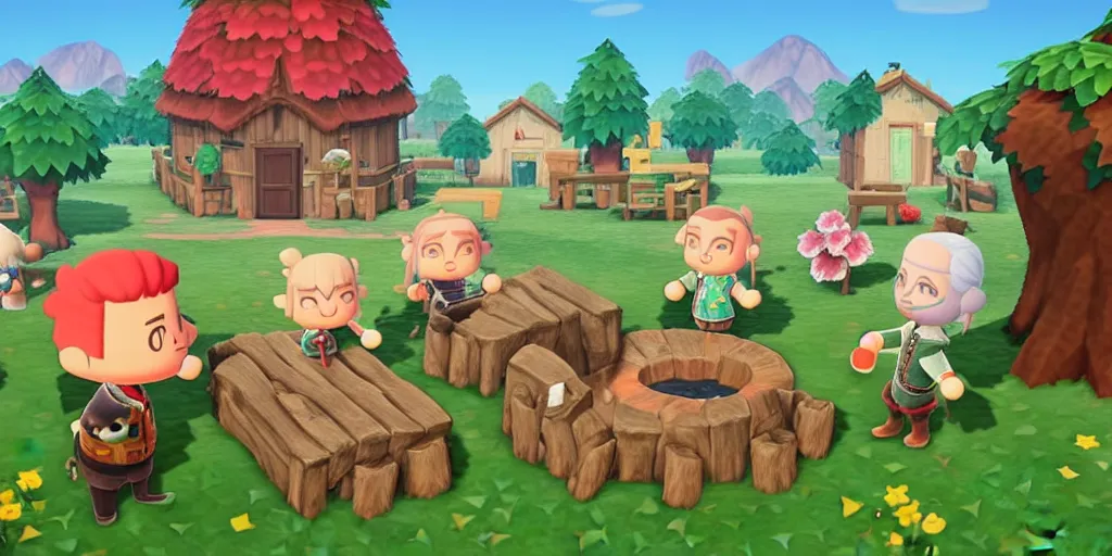 Prompt: geralt of rivia in animal crossing new horizons