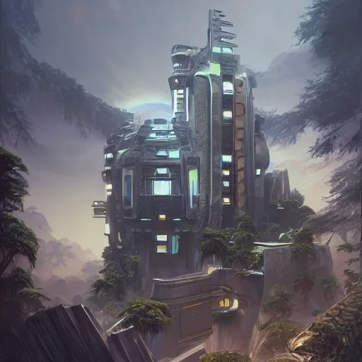 Prompt: Ultra realistic illustration of Futuristic Modern Mansion in the Hills cyberpunk, sci-fi, fantasy, intricate, elegant, highly detailed, digital painting, artstation, concept art, smooth, sharp focus, illustration, dramatic lighting, art by artgerm and greg rutkowski and alphonse mucha