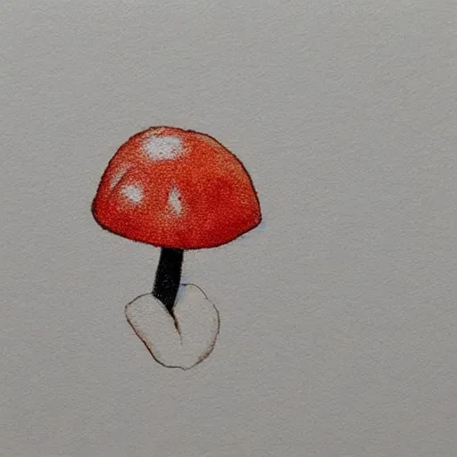 Prompt: Tiny art, mushroom, simple, white background, sketch book