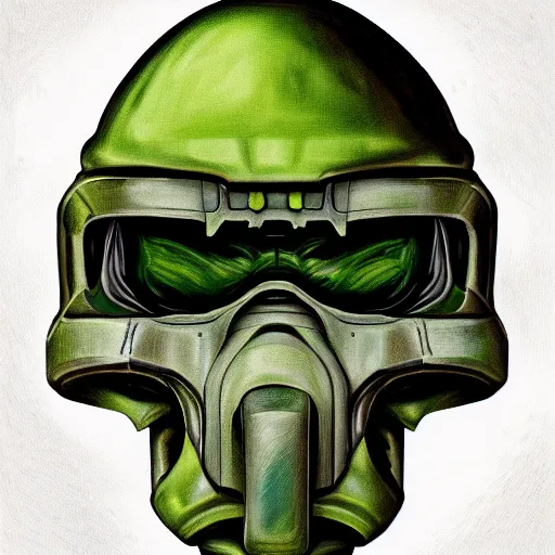 Image similar to portrait of doomguy, highly detailed, centered, digital painting