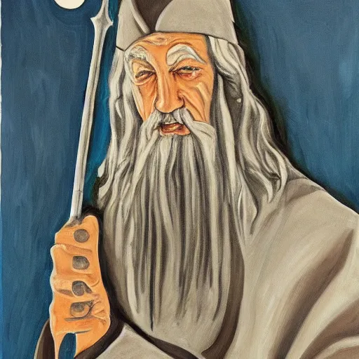 Image similar to gandalf as art deco, painting