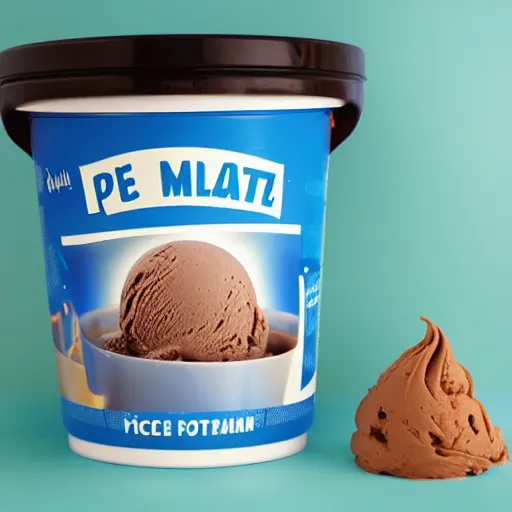 Image similar to poop flavored ice cream quart container with a picture of poop on the graphic label