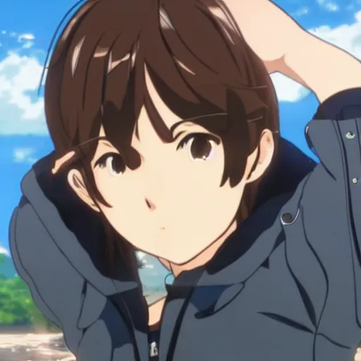 Image similar to brown haired shy anime boy with the ability to control water. makoto shinkai. kuvshinov ilya. shigenori soejima.