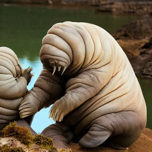 Image similar to tardigrade fighting a walrus