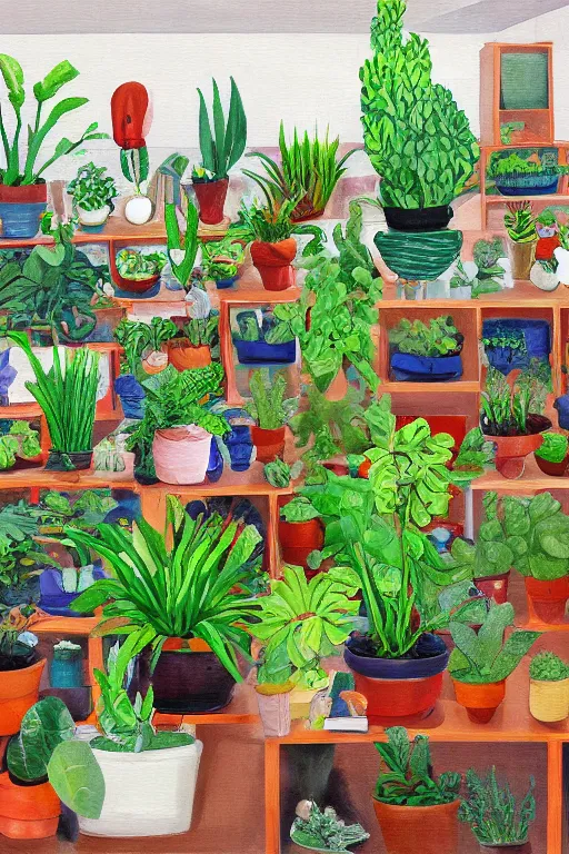 Prompt: a classroom full of plants by wanda gag