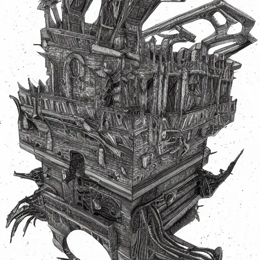 Image similar to concept art for a speculative horror role - playing game, intricate, detailed, pencil sketch