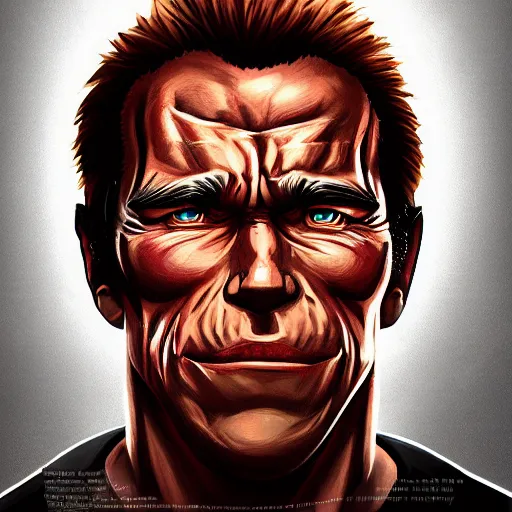 Image similar to Portrait of Schwarzenegger as a character of One Piece, mattepainting concept Blizzard pixar maya engine on stylized background splash comics global illumination lighting artstation lois van baarle, ilya kuvshinov, rossdraws