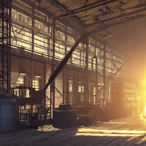 Image similar to factories of the industrial revolution in europe, highly detailed, photorealistic shot, bright studio setting, studio lighting, crisp quality and light reflections, unreal engine 5 quality render