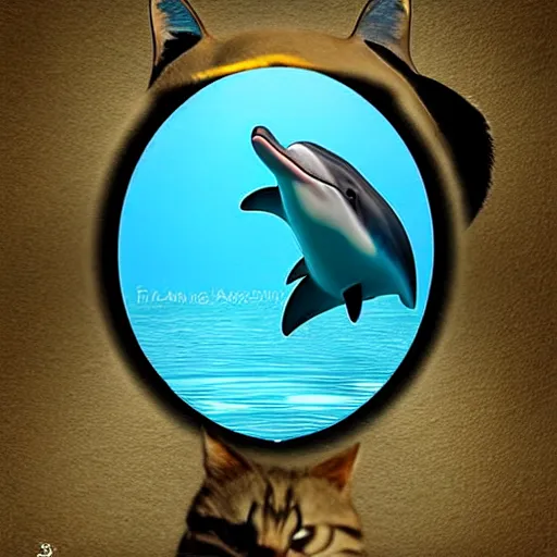 Image similar to a dolphin - cat - hybrid, animal photography