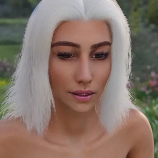 Prompt: “hyperrealistic ultra detailed unreal engine 5 RTX raytracing nvidia hairworks render of portrait of the most beutiful girl with white hair. She is in heavens garden. She has amazing amber jevelery on her face. Nose piercing. Latex sexy dress . Ultra realistic face Rainbow. Grymes . Wonderful landscape on the background. ”