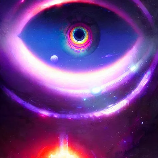 Prompt: trippy psychedelic cosmic eyes in outer space by greg rutkowski - h 8 3 2