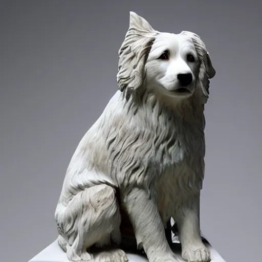 Image similar to photo of marble statue of an australian shepherd