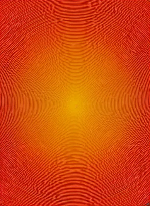 Image similar to an orange background with a circular design, a raytraced image by kenneth noland, polycount, generative art, quantum wavetracing, ray tracing, global illumination