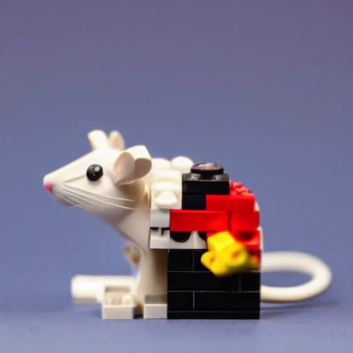 Image similar to a rat made out of lego, lego, rat, photo, well lit