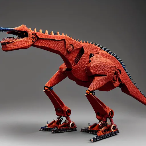 Prompt: complex remote controlled toy of a robot dinosaur