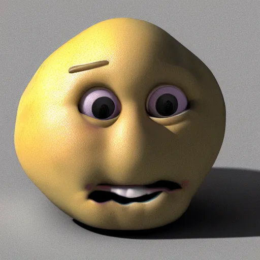 Image similar to 3 d rendered potato with scary face
