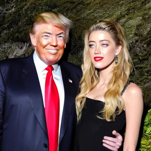 Prompt: amber heard with Donald Trump on vacation