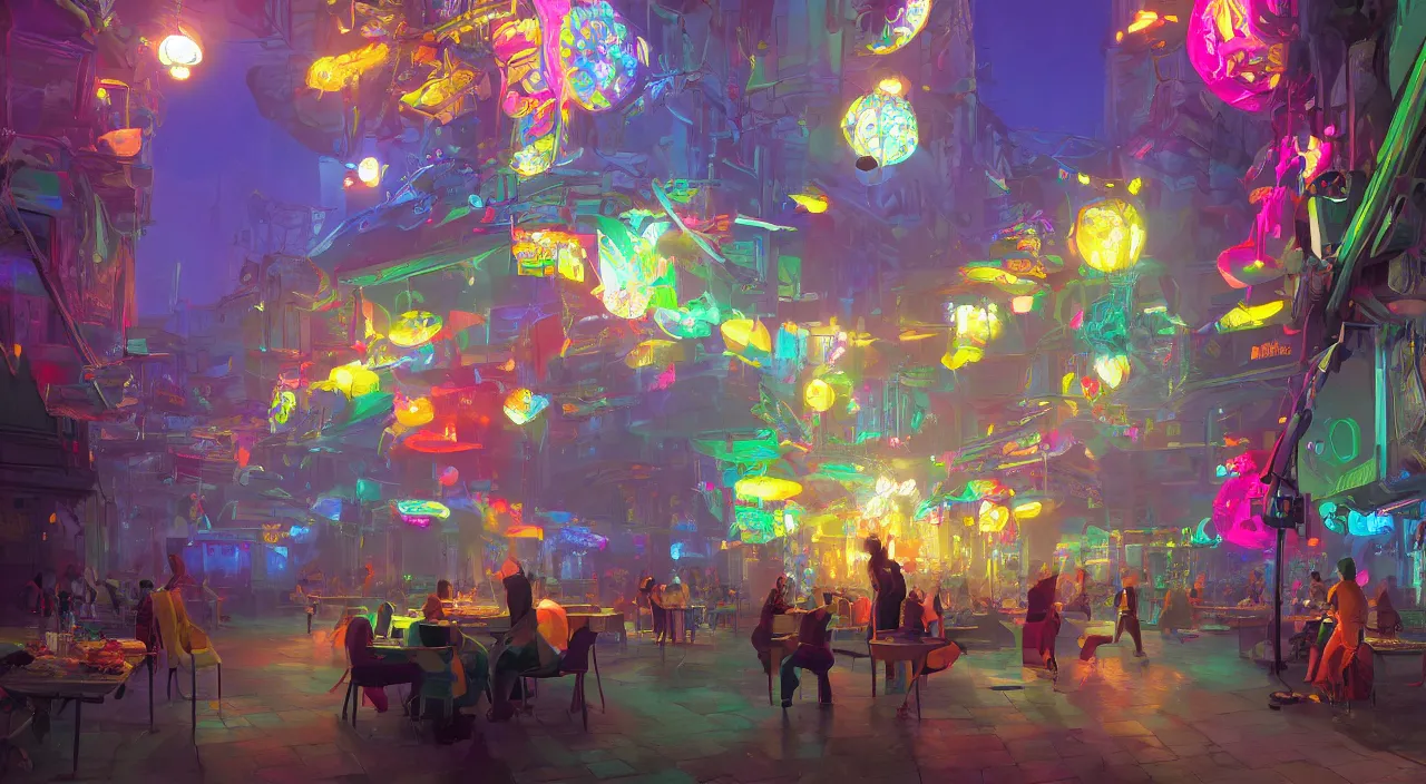 Image similar to bazaar zouk oriantal multicolorful sky shine place mosquet painting stylized digital video game icon global illumination ray tracing 8 k hd resolution, by ilya kuvshinov and cushart krentz and gilleard james