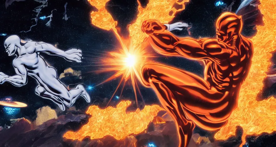 human torch vs silver surfer