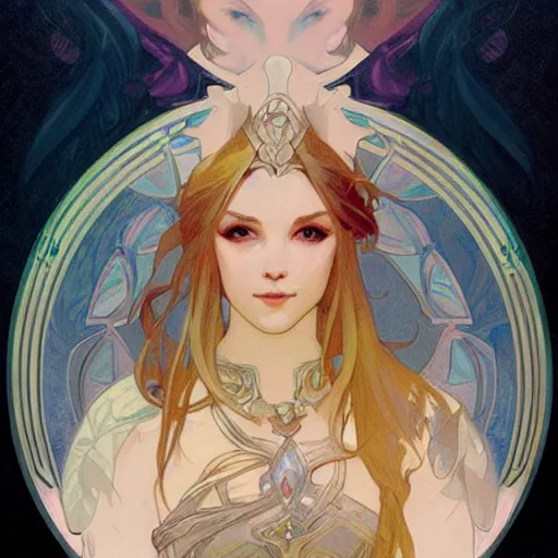 Prompt: portrait of lux from league of legends, art by alphonse mucha and greg rutkowski