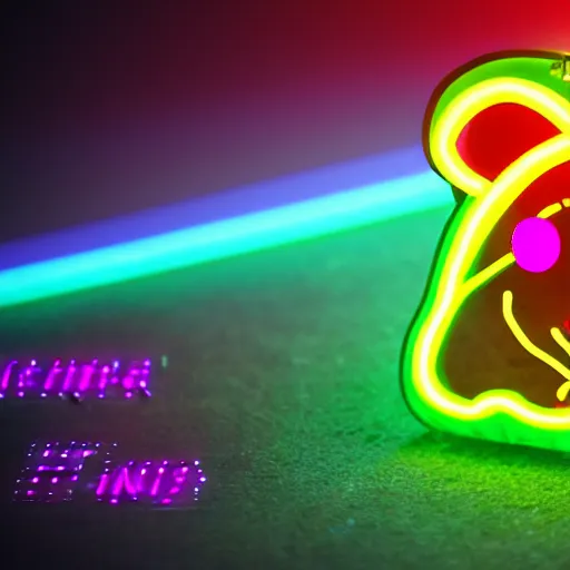 Prompt: cyberpunk hamster made of glowing rainbow neon lights gems and crystals, light reflection, 8 k, hd, logo