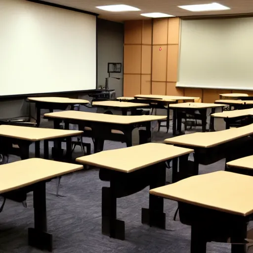 Prompt: a college lecture hall full of cats studying latin