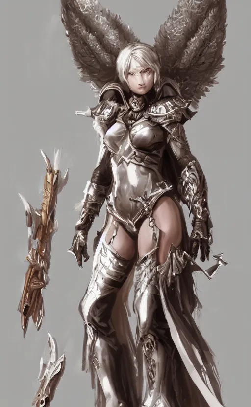 Image similar to concept art, angel knight girl, artstation trending, highly detailed