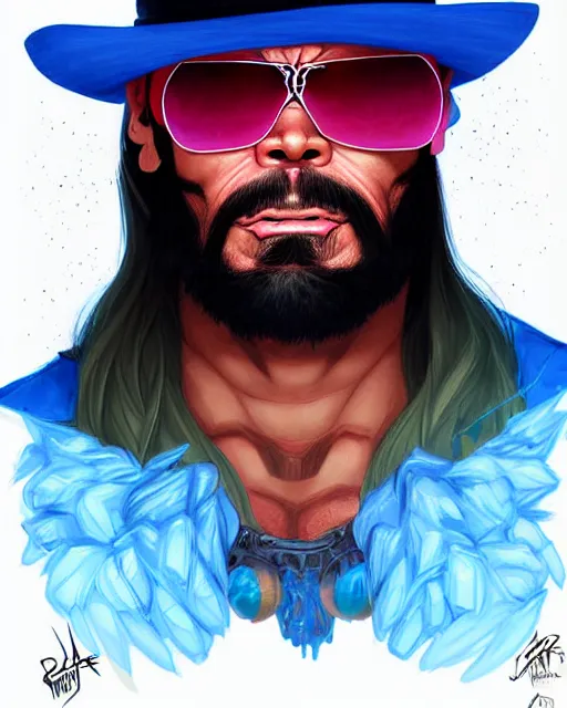 Prompt: digital art, fantasy portrait of randy macho man savage, crying big blue tears, by james jean, by ross tran, ultra detailed, character design, concept art, trending on artstation,