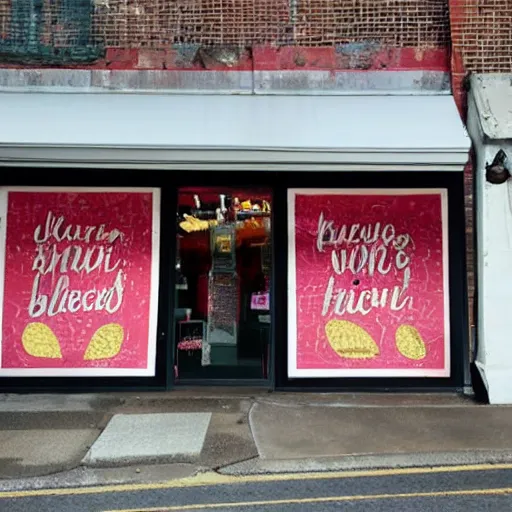 Prompt: a store front that says bless