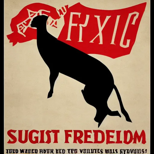 Prompt: vintage propaganda style poster that promotes the closing of slaughterhouses and freedom for animals