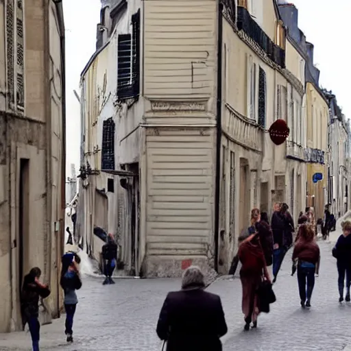 Prompt: people in a french street
