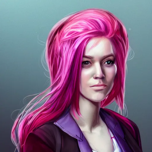 Image similar to portrait of pink haired woman nurse wearing an eyepatch, trending on artstation