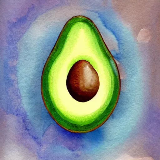 Image similar to Ornate Art Deco Avocado, watercolour, photorealistic, high resolution, white background, award winning