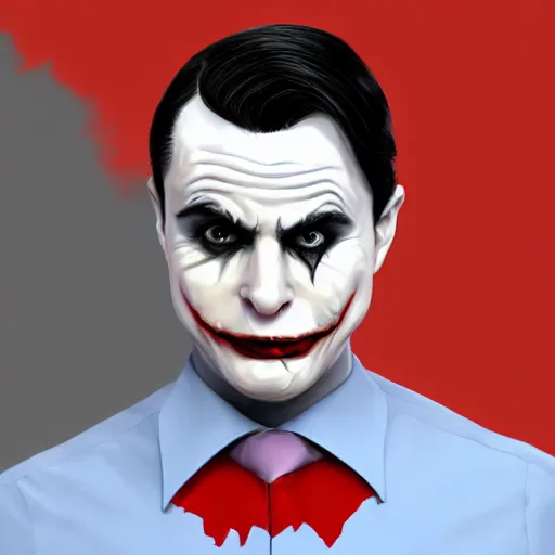 Prompt: uncanny valley portrait of ben shapiro as the joker, artstation mcnaughton