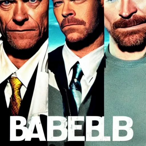 Prompt: Breaking Bad Reboot Starring Willem Dafoe, Chris Pine, and Bob Odenkirk, movie poster, low quality bootleg.