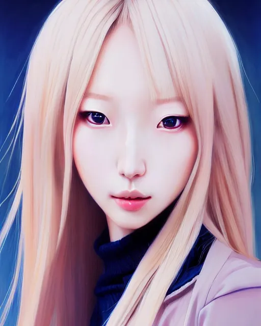 Prompt: portrait of Soo Joo Park as Anime girl cute-fine-face, blonde hair, pretty face, realistic shaded Perfect face, fine details. Anime. realistic shaded lighting by Ilya Kuvshinov Giuseppe Dangelico Pino and Michael Garmash and Rob Rey