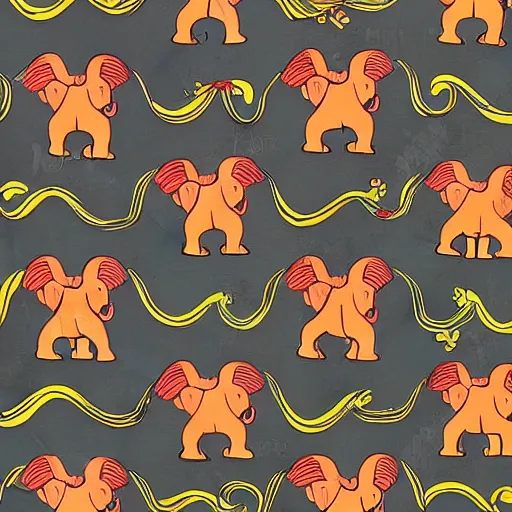 Prompt: dumbo elephants on parade hd negative colors black background